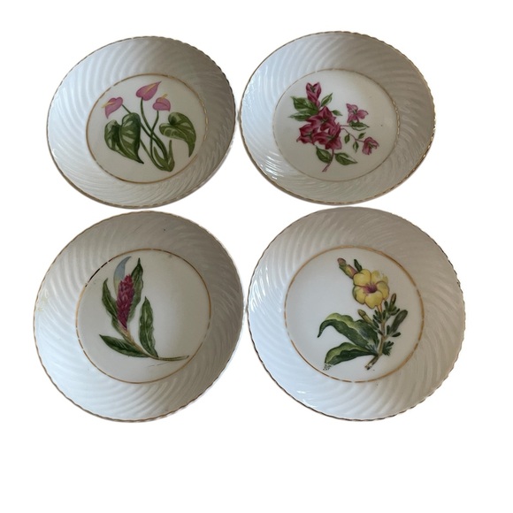 Panama’ Other - Vintage White Porcelain Panama’ Floral Accent Plates - Set of 4.